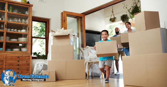 Stacked boxes ready for moving